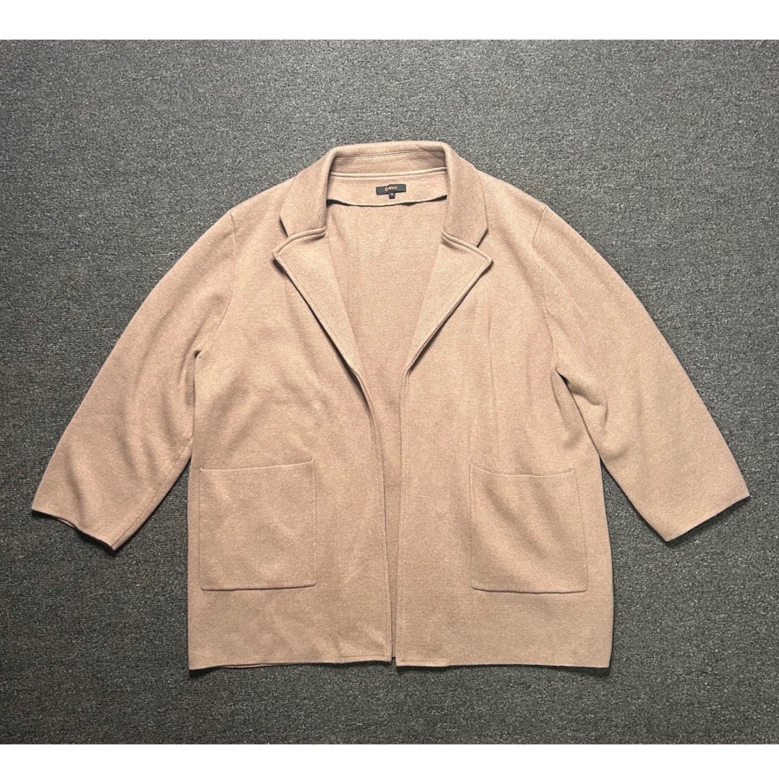 Quince Orangic Cotton Knit Blazer Cafe Au Lait Womens Xl Open Front Boho Casual